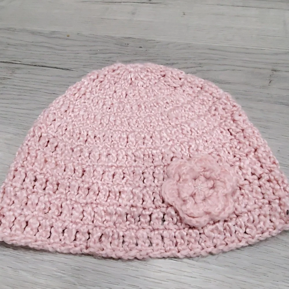 Soft Pink Crochet Skull Cap Handmade